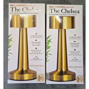 Bell+Howell The Chelsea Rechargeable Lamp Gold Touch Control Portable 2pk